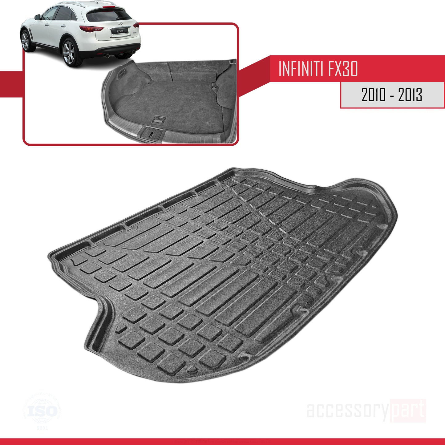 Tronco Alfombra De Carga para Infiniti FX30 2010-2013 Flexible Bandeja Maletero Trasero NEGRO