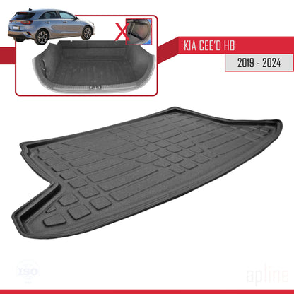 Tronco Alfombra De Carga para Kia Ceed HB 2019-2022 Flexible Bandeja Maletero Trasero NEGRO