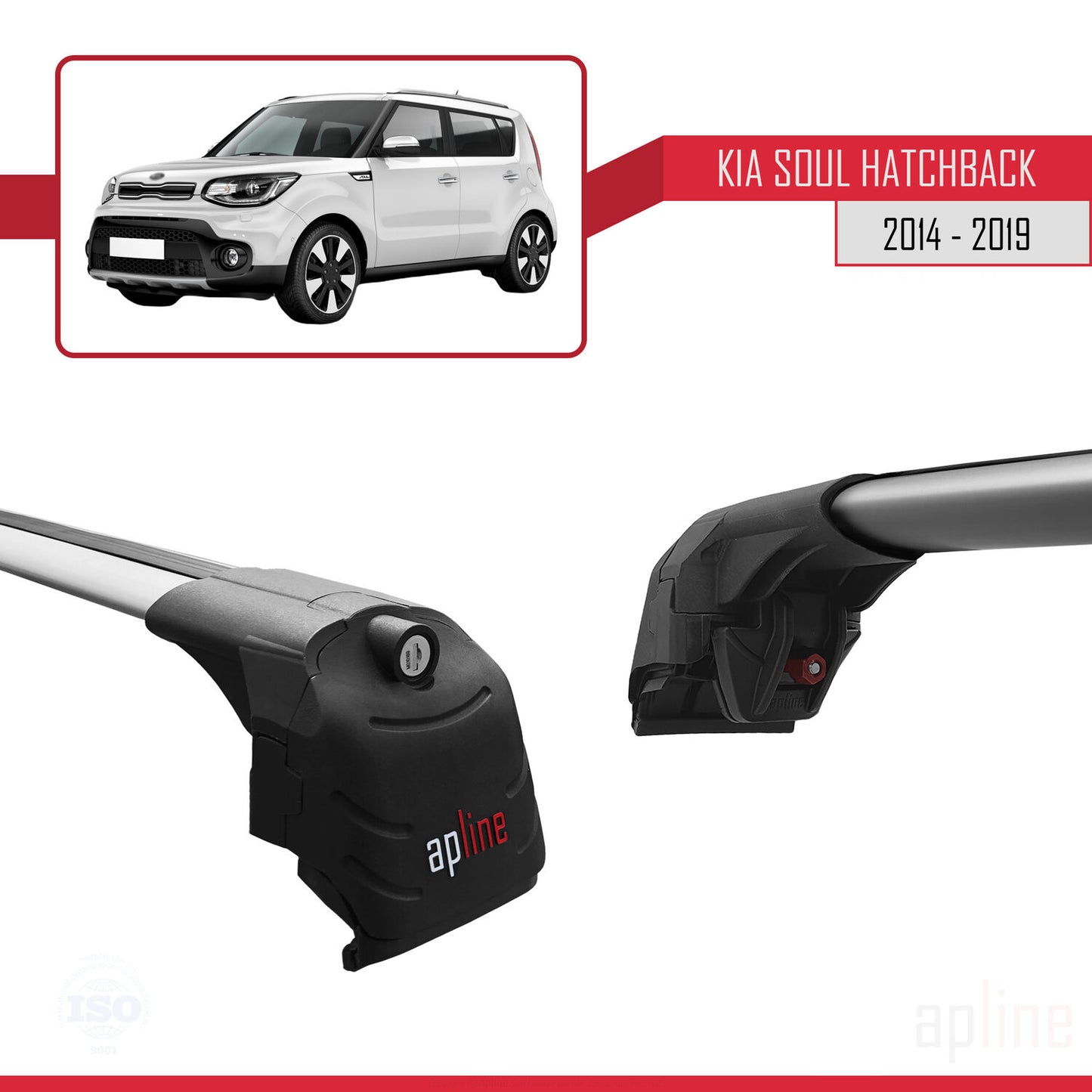 Compatibile con Kia Soul 2 (PS) 2014-2019 ACE-2 Barre Tetto Portapacchi Auto Barre Portatutto Grigo Alluminio 2 Barre