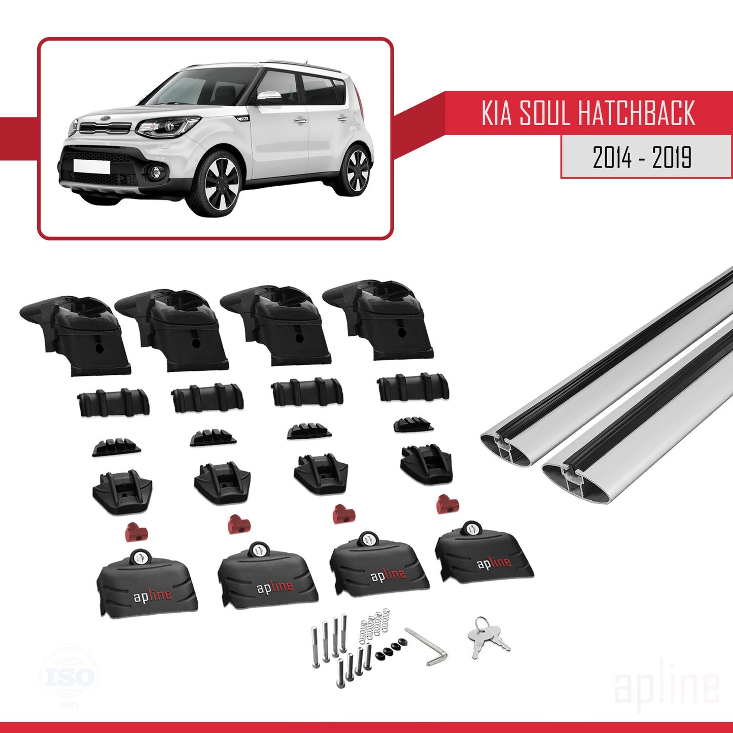 Compatibile con Kia Soul 2 (PS) 2014-2019 ACE-2 Barre Tetto Portapacchi Auto Barre Portatutto Grigo Alluminio 2 Barre