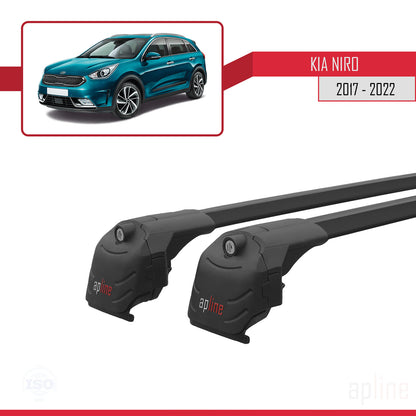 Compatible avec Kia Niro (DE) 2017-2022 ACE-2 Barres de Toit Railing Porte-Bagages de Voiture Noir Aluminium 2 Barres