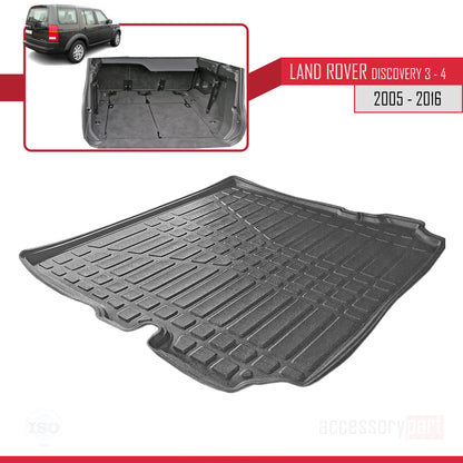 Compatible con Land Rover Discovery 3/4 2005-2016 Flexible Tronco Alfombra De Carga Piso de Carga Bandeja Maletero Trasero Negro