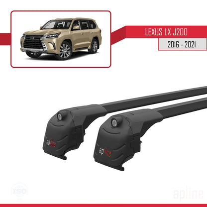 Compatible avec Lexus LX 3 (J200) 2016-2021 ACE-2 Barres de Toit Railing Porte-Bagages de Voiture Noir Aluminium 2 Barres