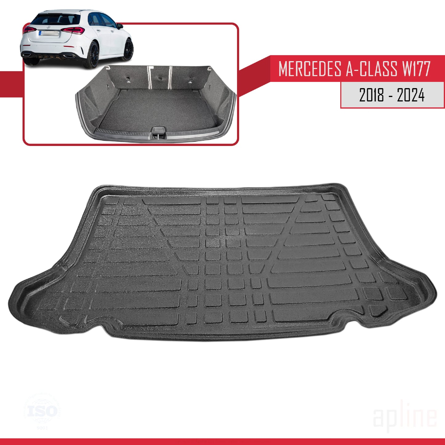 Tapis de Coffre pour Mercedes A Class (W177) Hayon 2018-2024 NOIR