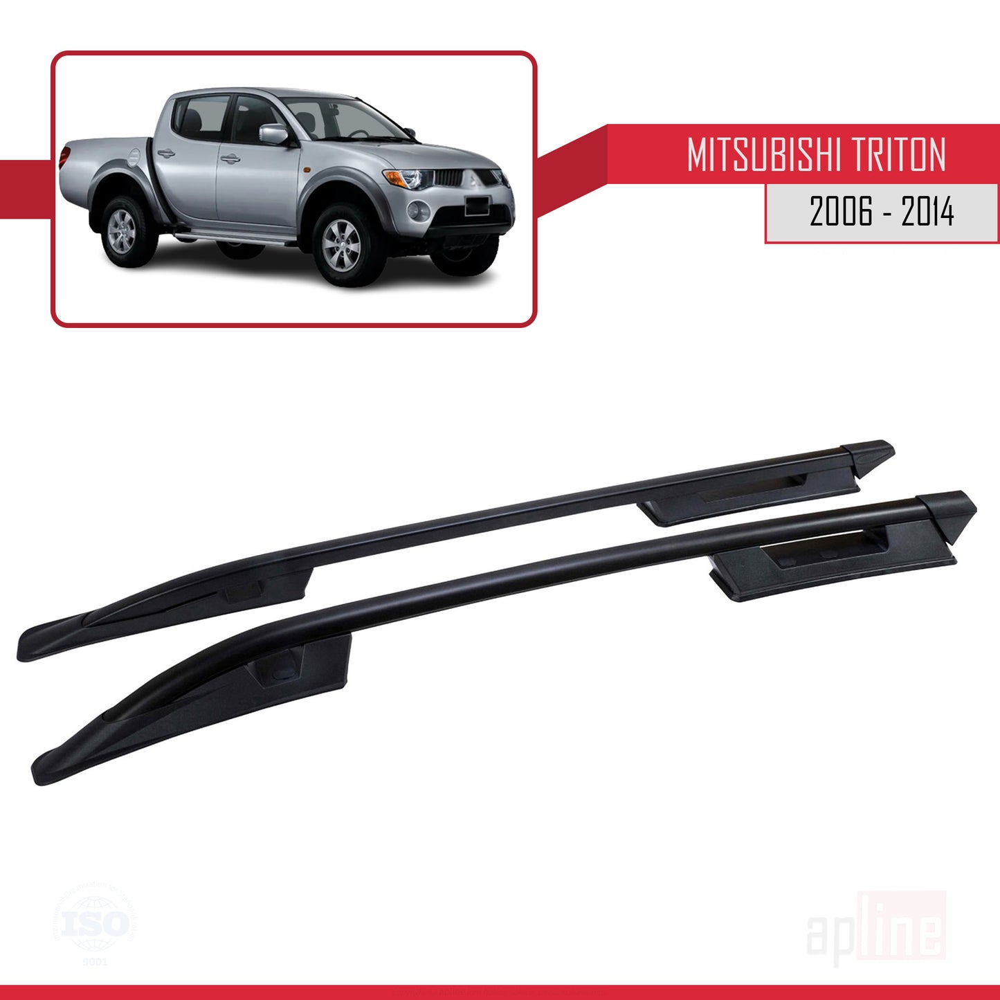 Compatibile con Mitsubishi Triton 4 2006-2014 (Passo Corto L1/H1) Barre sul Tetto Portapacchi sul Tetto (Modello Adesivo) Nero