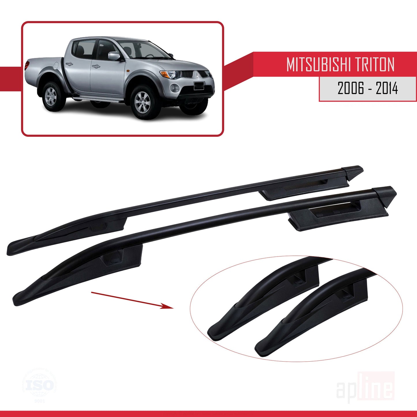 Compatibile con Mitsubishi Triton 4 2006-2014 (Passo Corto L1/H1) Barre sul Tetto Portapacchi sul Tetto (Modello Adesivo) Nero