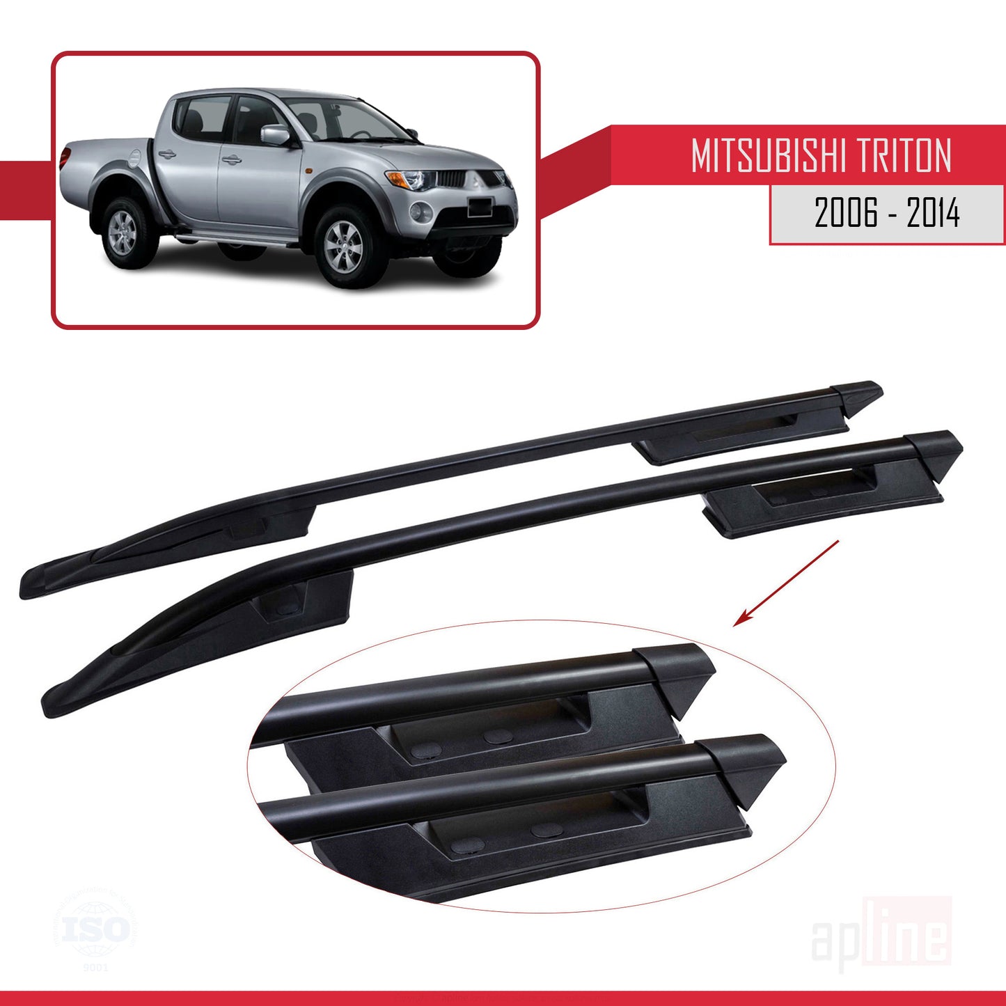 Compatibile con Mitsubishi Triton 4 2006-2014 (Passo Corto L1/H1) Barre sul Tetto Portapacchi sul Tetto (Modello Adesivo) Nero