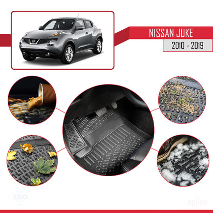 Compatible avec Nissan Juke 2010-2019 4D Tapis en Caoutchouc NOIR