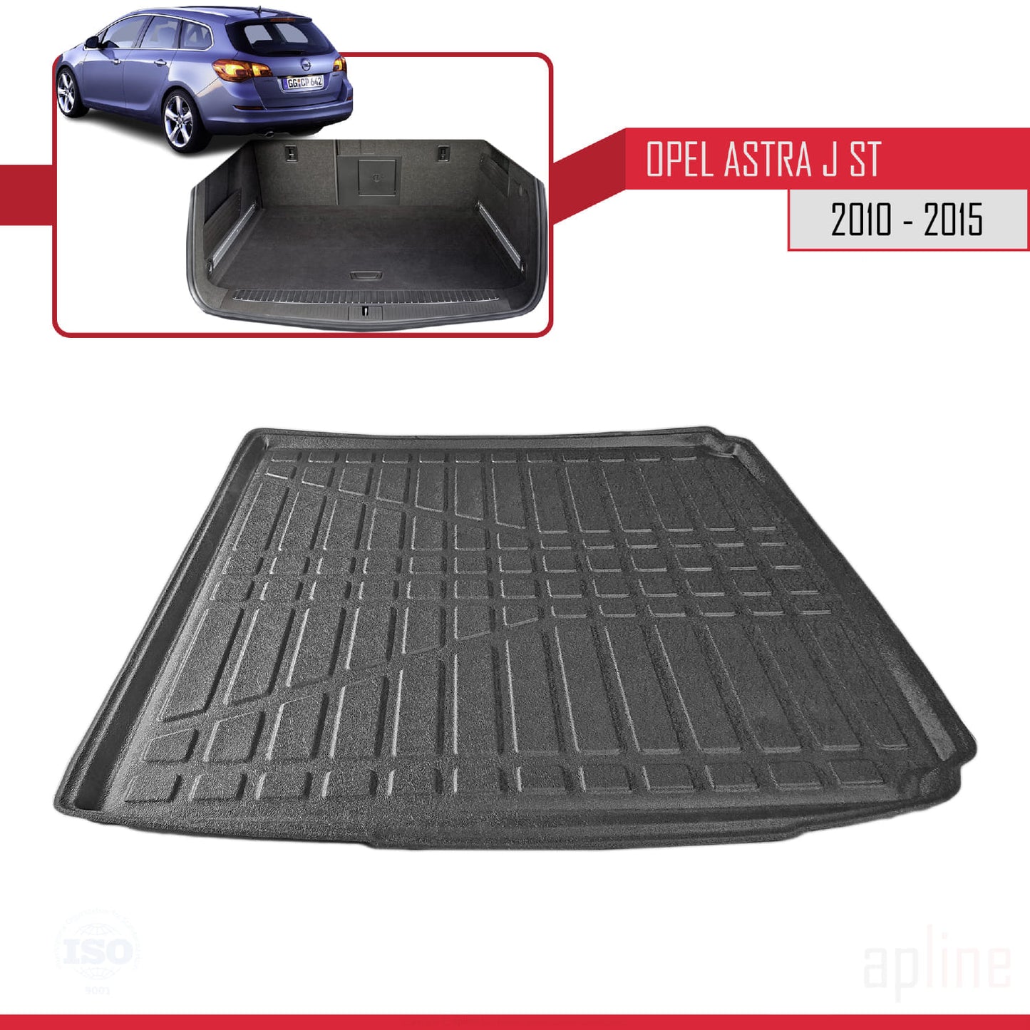 Tapis de Coffre pour Opel Astra (J) SPORTS TOURER 2011-2015 Flexible NOIR