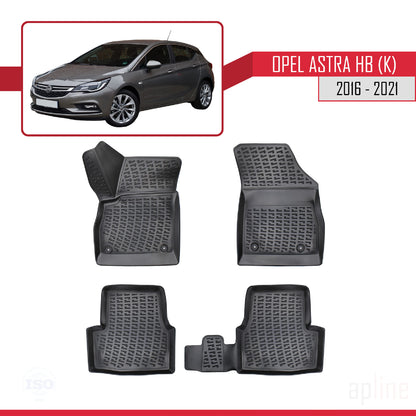 Compatible avec Opel Astra K (B15) 2016-2021 4D Tapis de Voiture Noir