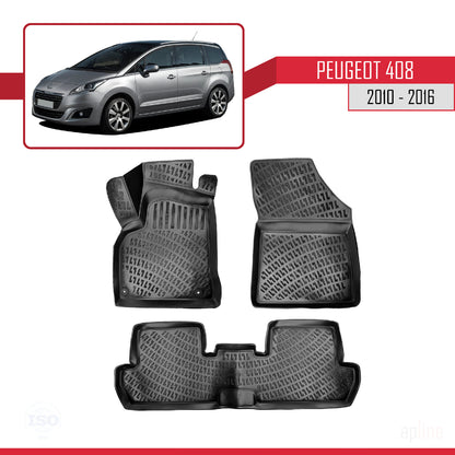 Compatibile con Peugeot 5008 (T8) 2010-2016 4D Tappeti in Gomma Nero