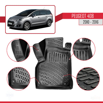 Compatibile con Peugeot 5008 (T8) 2010-2016 4D Tappeti in Gomma Nero