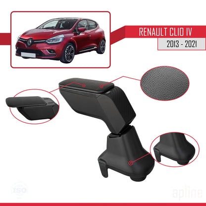Armsteun compatibel met Renault Clio 4 2013-2020 Auto Middenconsole Kunstleer Zwart