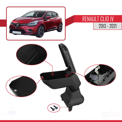 Armsteun compatibel met Renault Clio 4 2013-2020 Auto Middenconsole Kunstleer Zwart