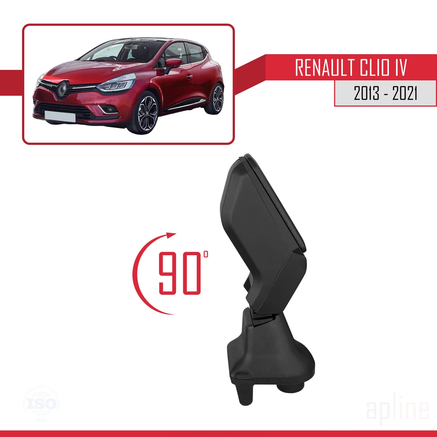 Armsteun compatibel met Renault Clio 4 2013-2020 Auto Middenconsole Kunstleer Zwart