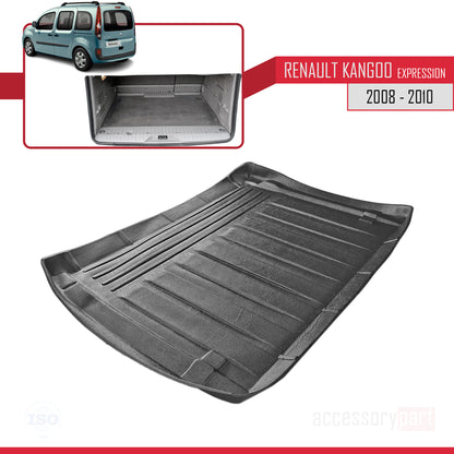 Compatible avec Renault Kangoo 2 (X61) Multix Authentique 2007-2011 Flexible Tapis de Coffre Plancher de Chargement Noir
