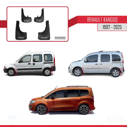 Compatible con Renault Kangoo 1997-2025 Guardabarros Vehículo Juego Delantero Trasero 4 Piezas Negro