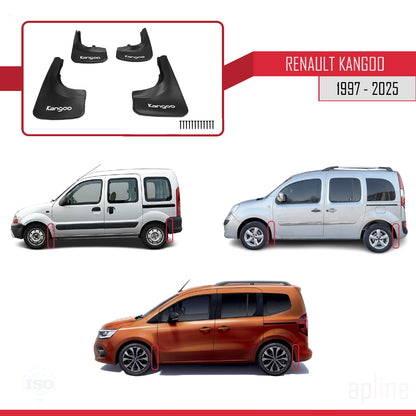 Compatible con Renault Kangoo 1997-2025 Guardabarros Vehículo Juego Delantero Trasero 4 Piezas Negro