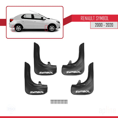 Compatible avec Renault Symbol 1999-2021 Jeu de Bavettes Garde-boue Avant et Arrière de Voiture 4 Pcs Noir