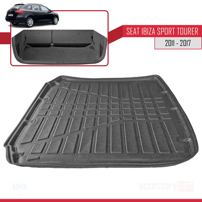 Tapis de Coffre pour Seat Ibiza SPORT TOURER 2011-2017 Flexible NOIR