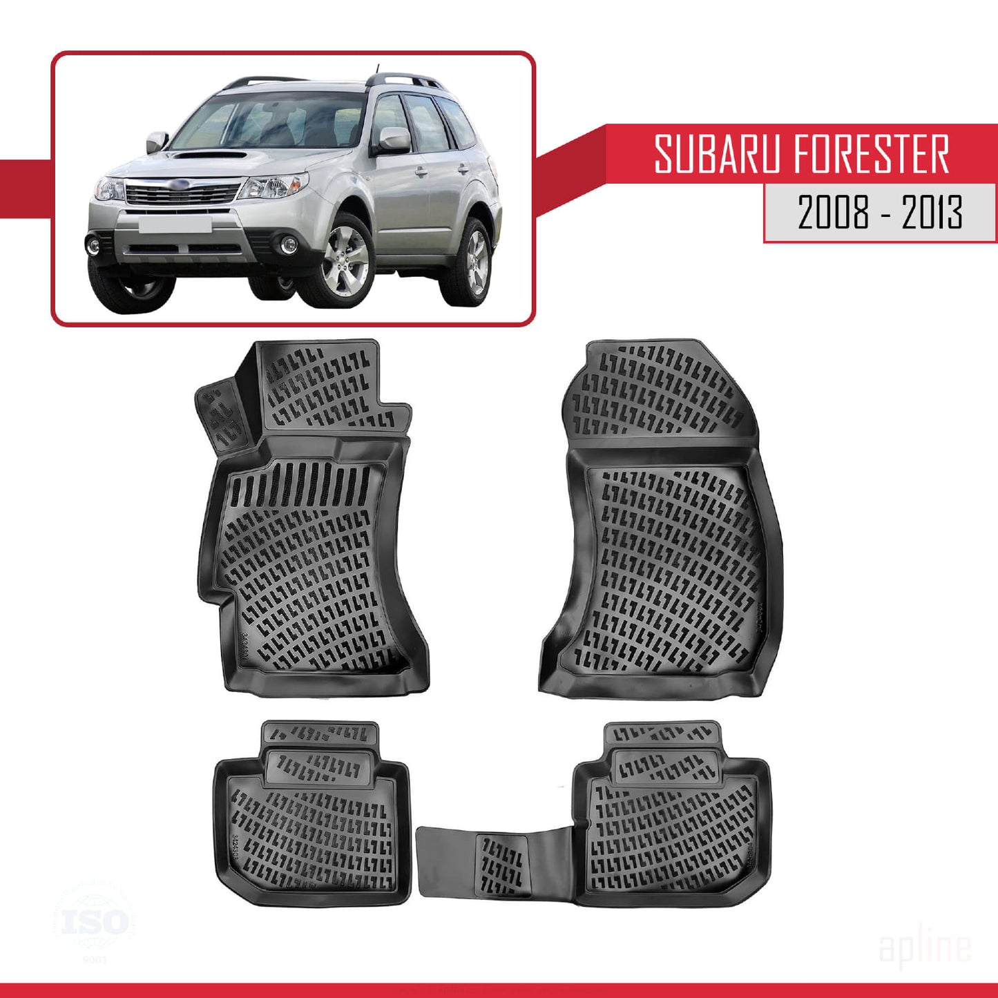 Kompatibel mit Subaru Forester 3 (SH) 2008-2013 4D Gummimatten Schwarz
