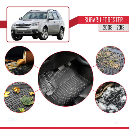 Kompatibel mit Subaru Forester 3 (SH) 2008-2013 4D Gummimatten Schwarz
