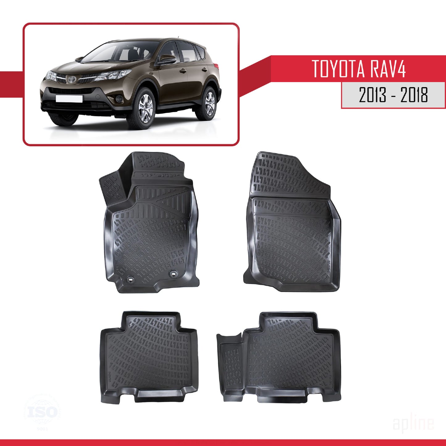 Compatible avec Toyota RAV4 IV (XA40) 2013-2018 4D Tapis de Voiture Noir