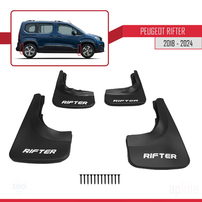 Compatible avec Peugeot Rifter 2019-2024 Jeu de Bavettes Garde-boue Avant et Arrière de Voiture 4 Pcs Noir