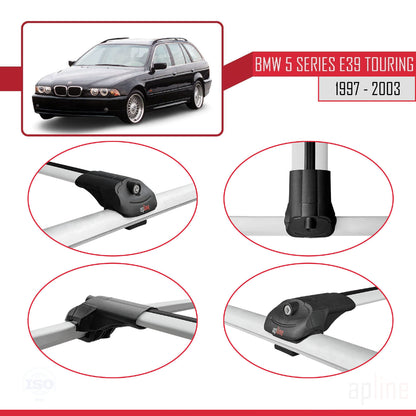 Compatibile con BMW Serie 5 (E39) Touring 1997-2003 ACE-1 Barre Tetto Portapacchi Auto Barre Portatutto Grigo Alluminio 2 Barre