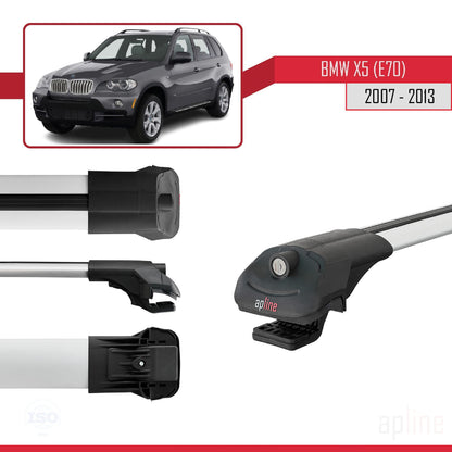 Compatibile con BMW X5 (E70) 2007-2013 ACE-1 Barre Tetto Portapacchi Auto Barre Portatutto Grigo Alluminio 3 Barre