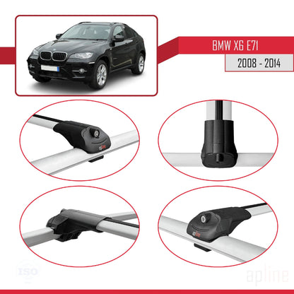 Compatibile con BMW X6 (E71) 2008-2014 ACE-1 Barre Tetto Portapacchi Auto Barre Portatutto Grigo Alluminio 2 Barre