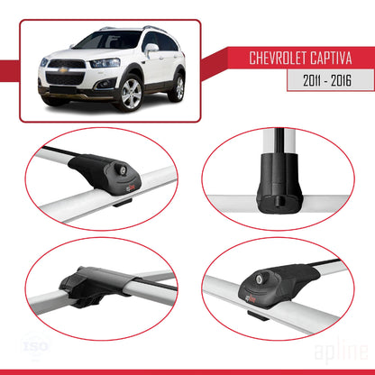 ACE-1 Dakdrager bagagedrager compatibel met Chevrolet Captiva 2011-2015 Spoorstaven Grijs Aluminium 2 Staven