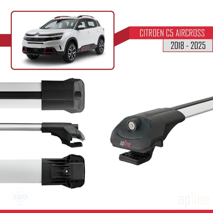 Compatible with Citroen C5 Aircross 2018-2025 ACE-1 Car Roof Rack Cross Bar Grey Aluminium 3 Bars