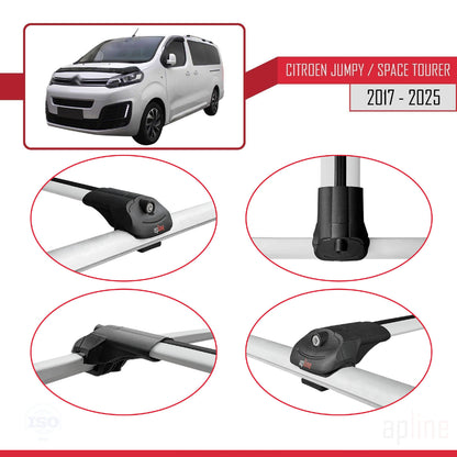 Compatible avec Citroen Jumpy 3 (K0) Space Tourer 2017-2025 ACE-1 Barres de Toit Railing Porte-Bagages de Voiture Gris Aluminium 2 Barres