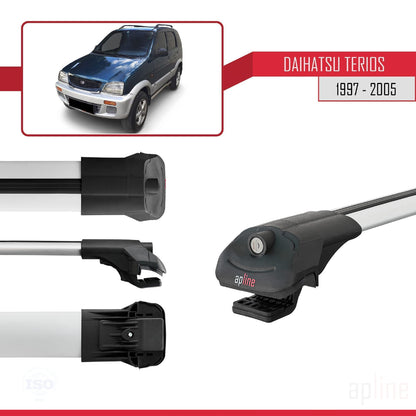 Compatibile con Daihatsu Terios (J100) 1997-2005 ACE-1 Barre portatutto per auto Portapacchi in alluminio grigio 2 barre
