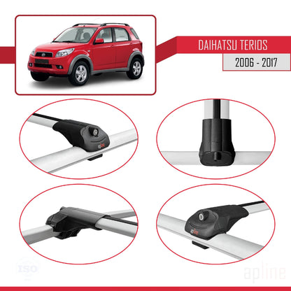 Compatibile con Daihatsu Terios 2 (J200) 2006-2017 ACE-1 Barre portatutto per auto Portapacchi in alluminio grigio 2 barre