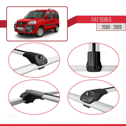 Compatible avec Fiat Doblo 2000-2009 ACE-1 Barres de Toit Railing Porte-Bagages de Voiture Gris Aluminium 2 Barres