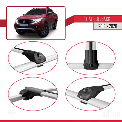 Compatibile con Fiat Fullback 2016-2020 ACE-1 Barre Portatutto Portapacchi Auto Alluminio Grigio 2 Barre