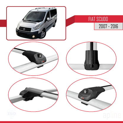 Compatibile con Fiat Scudo 2 2007-2016 ACE-1 Barre Portatutto Portapacchi Auto Alluminio Grigio 3 Barre