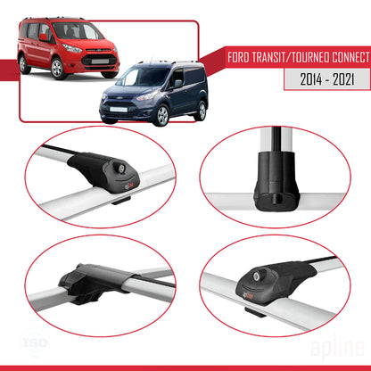 Compatibile con Ford Transit/Tourneo Connect 2 2014-2021 ACE-1 Barre portatutto per auto Portapacchi in alluminio grigio 4 barre