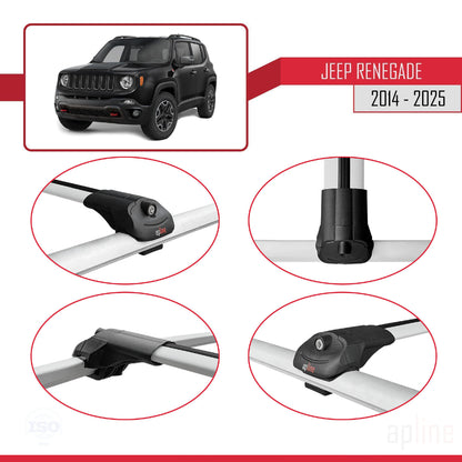Compatible avec Jeep Renegade (BU) 2014-2025 ACE-1 Barres de Toit Railing Porte-Bagages de Voiture Gris Aluminium 3 Barres