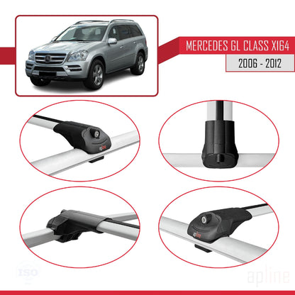 Compatible avec Mercedes Classe GL (X164) 2006-2012 ACE-1 Barres de Toit Railing Porte-Bagages de Voiture Gris Aluminium 2 Barres