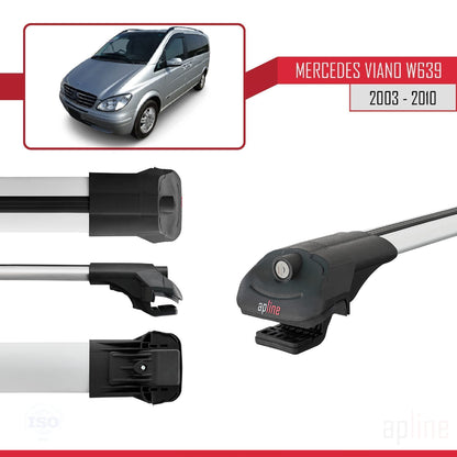 Compatible avec Mercedes Viano 2 (W639) Pre-Facelift 2003-2010 ACE-1 Barres de Toit Railing Porte-Bagages de Voiture Gris Aluminium 2 Barres