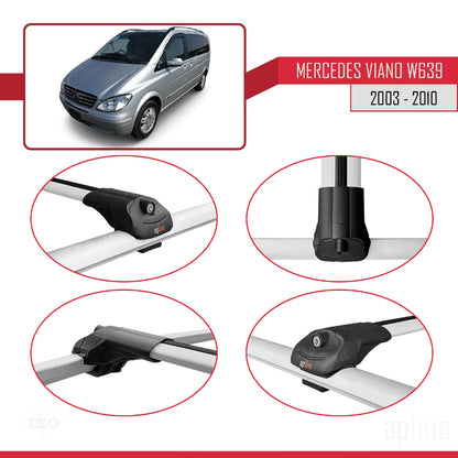Compatible avec Mercedes Viano 2 (W639) Pre-Facelift 2003-2010 ACE-1 Barres de Toit Railing Porte-Bagages de Voiture Gris Aluminium 2 Barres