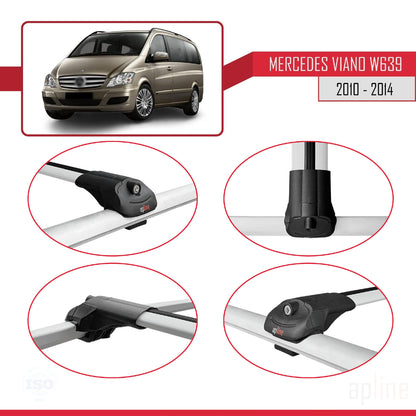 Compatible avec Mercedes Viano 2 (W639) Post-Facelift 2010-2014 ACE-1 Barres de Toit Railing Porte-Bagages de Voiture Gris Aluminium 2 Barres