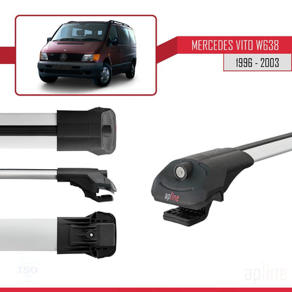 Kompatibel mit Mercedes Vito (W638) 1996-2003 ACE-1 Relingträger Dachträger Auto Gepäckträger Grau Aluminium 2 Stangen