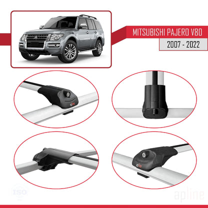 Kompatibel mit Mitsubishi Pajero (V80) 2007-2022 ACE-1 Relingträger Dachträger Auto Gepäckträger Grau Aluminium 3 Stangen