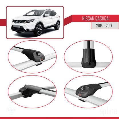 ACE-1 Dakdrager bagagedrager compatibel met Nissan Qashqai 2 (J11) Pre-Facelift 2014-2017 Spoorstaven Grijs Aluminium 2 Staven