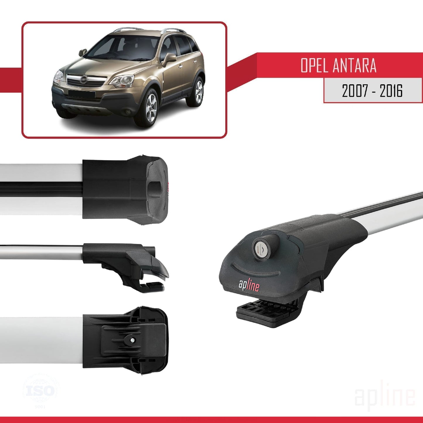 Compatibile con Opel Antara 2007-2016 ACE-1 Barre Tetto Portapacchi Auto Barre Portatutto Grigo Alluminio 2 Barre