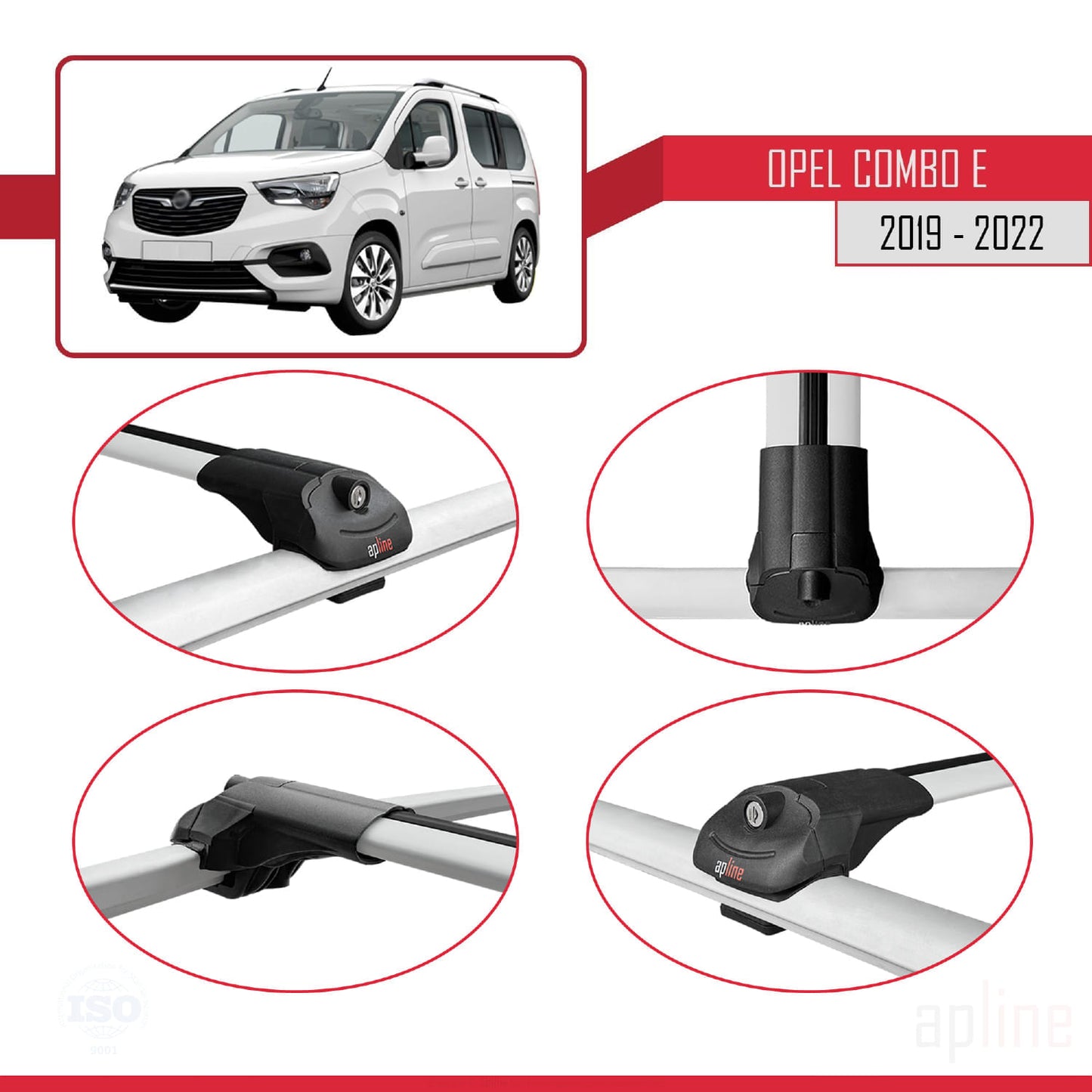 Compatibile con Opel Combo E 2019-2022 ACE-1 Barre Tetto Portapacchi Auto Barre Portatutto Grigo Alluminio 3 Barre